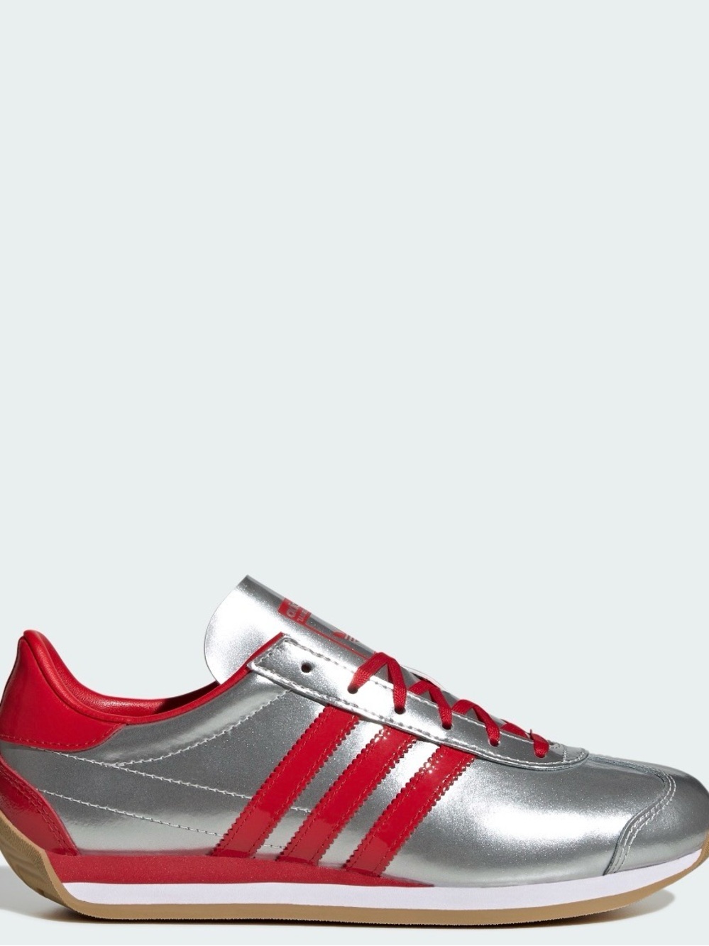 Adidas Silver Metallic Runner with Red Accents